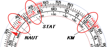 Convert 16.4 oil lbs. into U.S. gallons and IMP. gallons and liters. [Operation] Align 16.4 on the inner scale with OIL LBS on the outer scale.