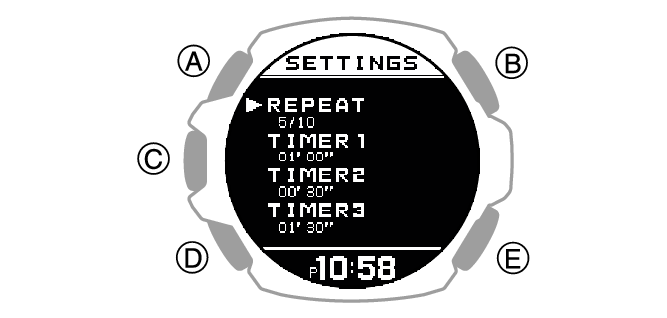 Configuring Interval Timer Settings Module No. 3515 G SHOCK